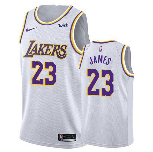Men's Los Angeles Lakers #23 LeBron James White NBA Stitched Jersey